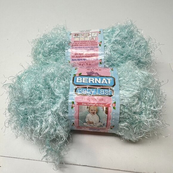 Bernat Baby Lash Yarn Lot 2 50 Grams 1.75 oz Gentle Green Blue 161067 Soft - Picture 8 of 11